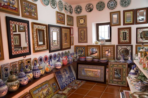 Interior of craft gift shop, village of Arcos de la Frontera, Cadiz province, Spain, Europe