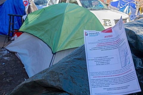 Denver, Colorado, Immigrants, mostly from Venezuela, live in a tent camp near downtown Denver.