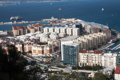 High density modern apartment block housing, Gibraltar, British overseas territory in southern