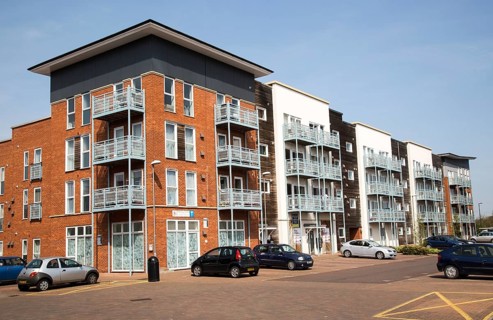 Modern apartment housing in Compair Crescent, central Ipswich, Suffolk, England, UK