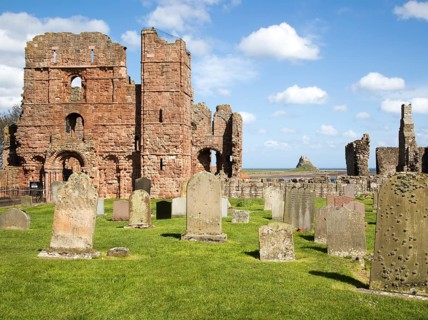 Ruins of Lindisfarne Priory, Holy Island, Northumberland, England, UK