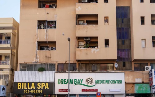 Residential buildings and shops in the Al Fahidi neighbourhood, Dubai, United Arab Emirates, Asia