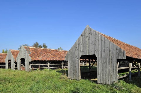 Drying yards with roof tiles at brickworks, Boom, Belgium, Europe