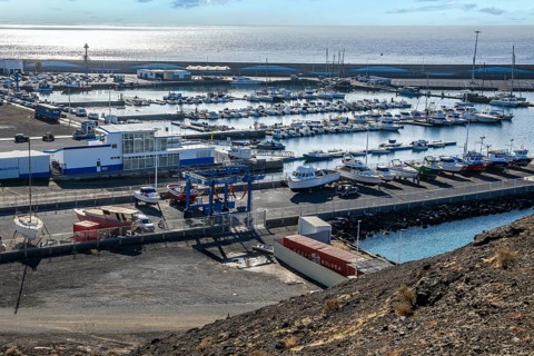 View of harbour basin old marina harbour for sports boats yachts yachts of holiday resort Morro
