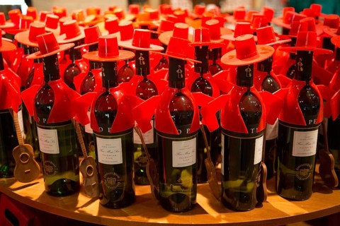 Tio Pepe sherry bottles at Gonzalez Byass bodega, Jerez de la Frontera, Cadiz province, Spain,