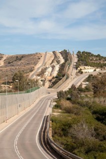 High security fences separate the Spanish exclave of Melilla, Spain from Morocco, north Africa,