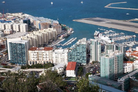 High density modern apartment block housing, Gibraltar, British overseas territory in southern