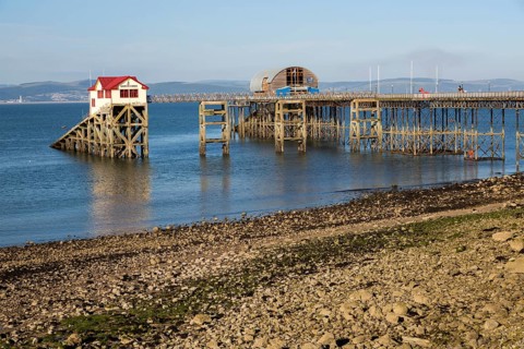 Pier and lifeboat station, Mumbles, Gower peninsula, near Swansea, South Wales, UK
