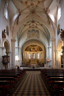 St Castor Basilica, Central nave and main altar, Coblenz, Rhineland Palatinate, Germany, Europe
