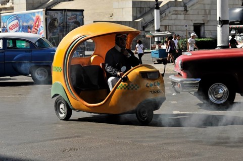 Cubataxi in the centre of Havana, Centro Habana, Cuba, Greater Antilles, Caribbean, Central
