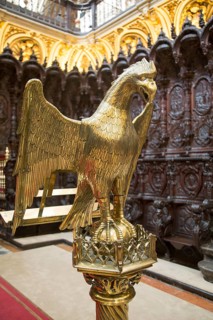 Brass eagle lectern inside the Catholic cathedral, former great mosque, Cordoba, Spain, Europe