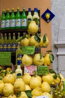 Stall selling typical products, Limone sul Garda, Lake Garda, Province of Brescia, Lombardy, Italy,