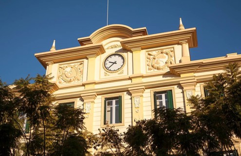 Historic port authority office building Malaga, Spain eclectic classicist style, 1935 architect