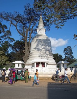 Buddhist temple white stupa, Nuwara Eliya, Sri Lanka, Asia