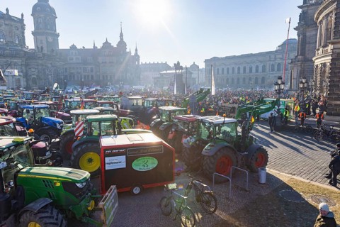 Farmers' protest action, Dresden, Saxony, Germany, Europe