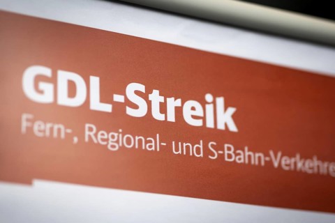 A sign at Berlin Central Station refers to the GDL railway strike. Today is the second day of the