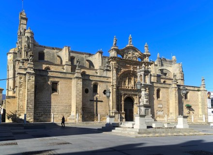 Historic church facade, Iglesia Mayor Prioral, Puerto de Santa Maria, Cadiz province, Spain, Europe