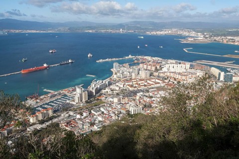 High density modern apartment block housing, Gibraltar, British overseas territory in southern