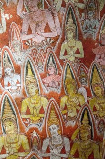 Buddha images in roof mural, Dambulla cave Buddhist temple complex, Sri Lanka, Asia
