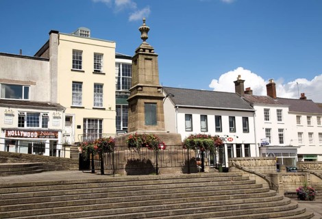 War memorial in town centre of Chepstow, Monmouthshire, Wales, UK