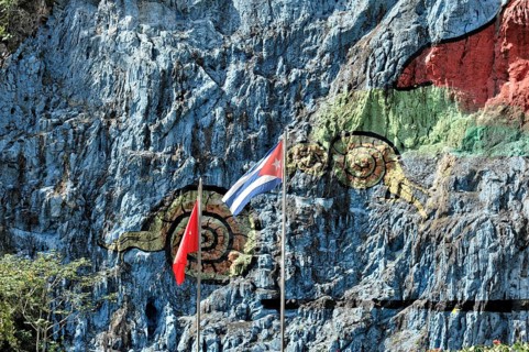 Detail, Mural de la Prehistoria, prehistoric wall, painted in 1961 by Mexican artist Leovigildo