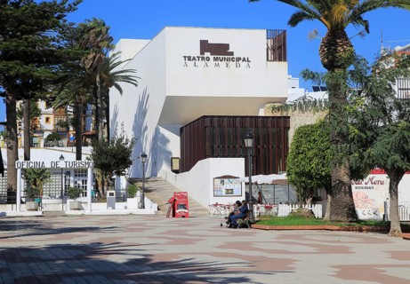 Municipal theatre Paseo Alameda pedestrianised street, Tarifa, Cadiz province, Spain, Europe