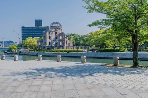 Remains of A-bomb dome at Peace Memorial Park in Hiroshima, Japan, Asia