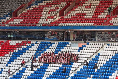 The Toelzer Knabenchor sings at the memorial service, funeral service of FC Bayern Munich for Franz