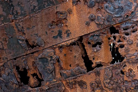 Rusty ship, shipwreck, abandoned herring factory Djupavik, Reykjarfjoerour, Strandir, Arnes,