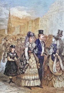 Strolling crowd on Fifth Avenue in New York in the 1870s. From American Pictures Drawn With Pen And