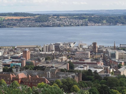 Aerial view of Dundee from Law hill, UK