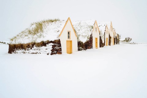 Grass sod houses, peat farm or peat museum Glaumbaer or Glaumbaer, Skagafjoerour, Norourland