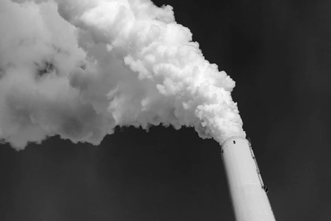 Symbolic image energy turnaround, fossil fuels, smoking chimney, industrial plant, chimney, stack,