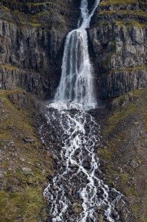 Baejararfoss waterfall, Djupavik, Reykjarfjoerour, Strandir, Arnes, Westfjords, Iceland, Europe