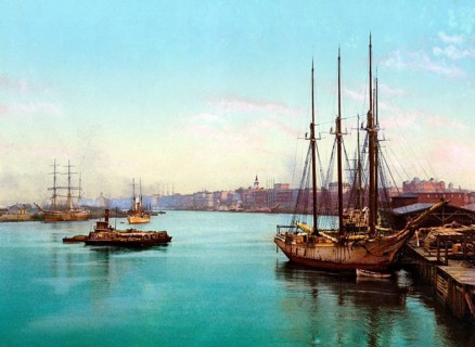 The Savannah River, Savannah, Georgia, United States, 1890, Historic, digitally restored