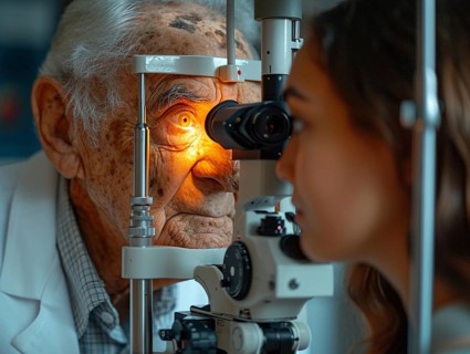 Examination at the ophthalmologist, prevention of poor eyesight, cataracts, blindness, retinal