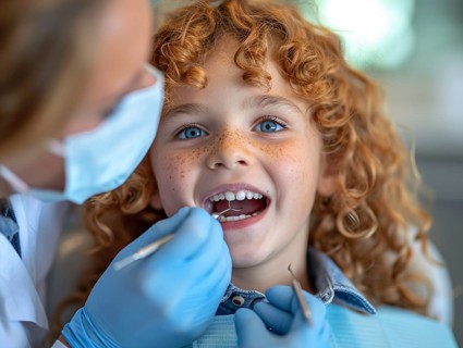 A patient is treated in a dental practice by a dentist, AI generated