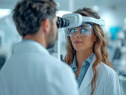 Examination at the ophthalmologist, prevention of poor eyesight, cataracts, blindness, retinal