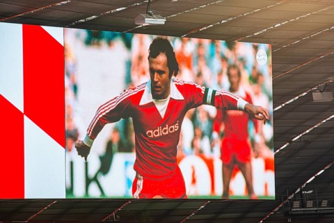 Picture of Franz Beckenbauer on the scoreboard, FC Bayern Munich funeral service for Franz