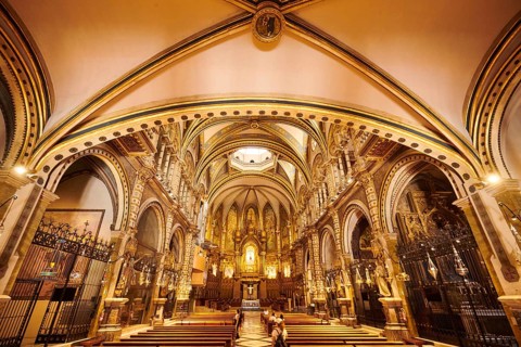 Montserrat Monastery cathedral, church near Barcelona, Catalonia, Spain, Europe
