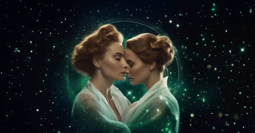Young woman Gemini by zodiac sign with brown hair and green eyes against the background of the