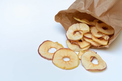 Dried apple rings in a bag, dried fruit
