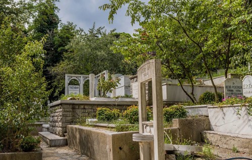 Landscape of Asiyan cemetery where many famous Turks are buried in Istanbul, Tuerkiye