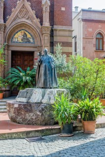 Statue of Pope John XXIII in front of Catholic church in Istanbul, Tuerkiye