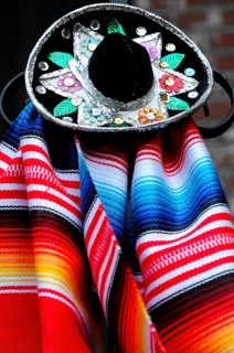 Sombrero, ponchos, souvenirs, Olvera Street, Los Angeles, California, USA, North America