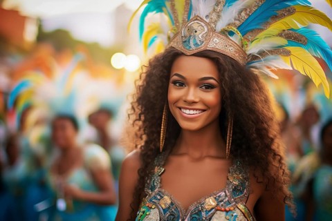 Captivating image capturing the essence of the Rio Carnival, showcasing a dancer adorned in an