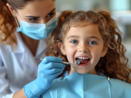 A patient is treated in a dental practice by a dentist, AI generated