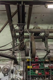 Workshop with transmission drives of a metal powder mill, founded around 1900, Igensdorf, Upper