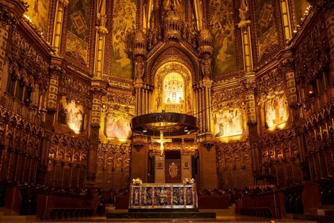 Montserrat Monastery cathedral, church near Barcelona, Catalonia, Spain, Europe
