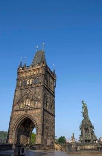 Bronze statue of King Charles IV at Krizovnicke Square, near Charles Bridge in Prague, Czech